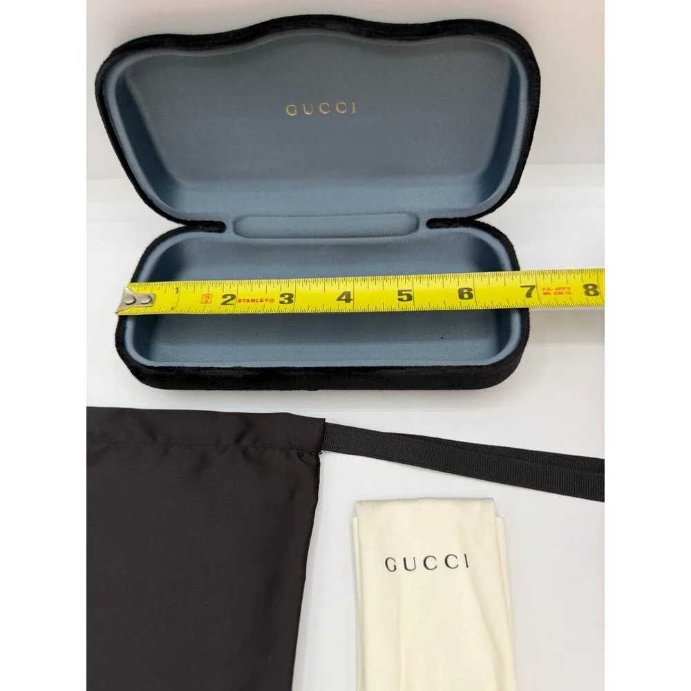 Gucci Velvet Eyeglasses Sunglasses Case w/ Pouch & Cloth Authentic Black Set